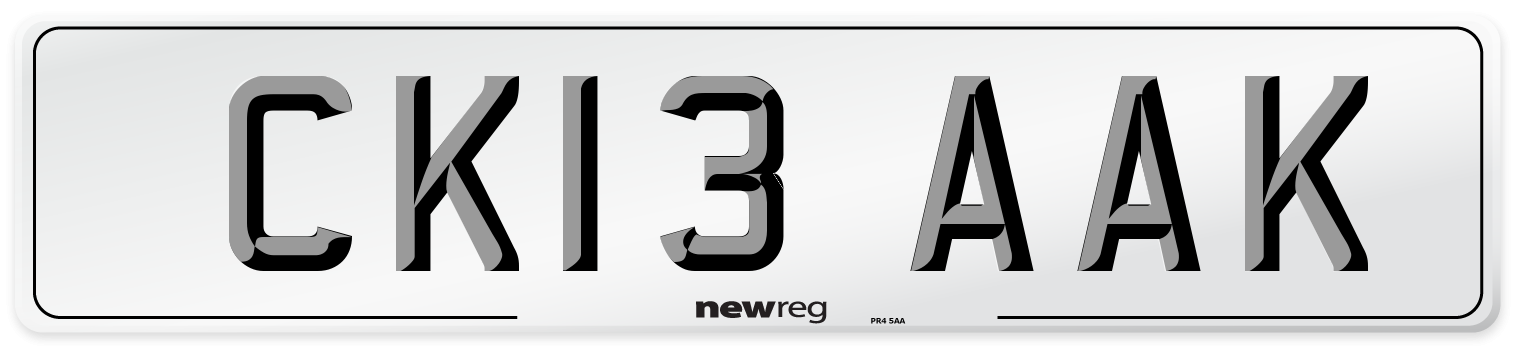 CK13 AAK Number Plate from New Reg
